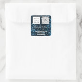 Logo QRCode Name Danke Shopping Blue Navy Quadratischer Aufkleber (Tasche)