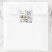 Logo QRCode Name Danke Shopping Gray Marble Gold Quadratischer Aufkleber (Tasche)