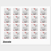 Logo QRCode Name Danke Shopping Marble Gray Red Quadratischer Aufkleber (Blatt)