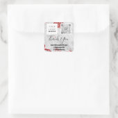 Logo QRCode Name Danke Shopping Marble Gray Red Quadratischer Aufkleber (Tasche)