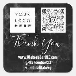 Logo QRCode Name Dankeschön Shopping Imitate Marmo Quadratischer Aufkleber