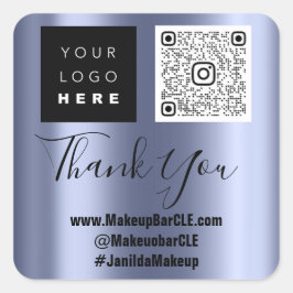 Logo QRCode Name Vielen Dank Shopping Blue Werbung Quadratischer Aufkleber