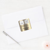 Logo QRCode Name Vielen Dank Shopping Imitate Gold Quadratischer Aufkleber (Umschlag)