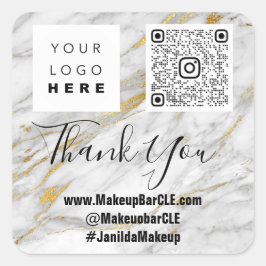 Logo QRCode Name Vielen Dank Shopping Imitate Marb Quadratischer Aufkleber
