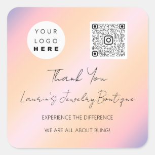 Logo QrCode Online Shop Holografisch Quadratischer Aufkleber