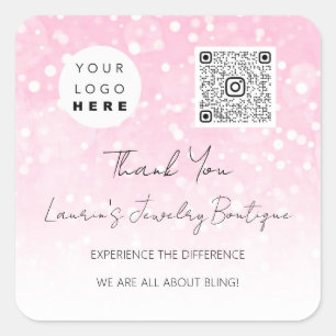 Logo QrCode Online Shop Pink Quadratischer Aufkleber