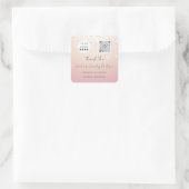 Logo QrCode Online Shop Pulver Rose Quadratischer Aufkleber (Tasche)