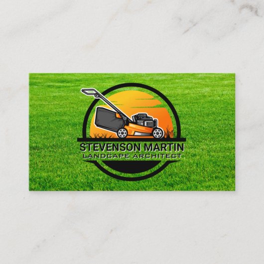 Logo "Rasenmäher-Landschaftsbild" | Grashintergrun Visitenkarte (Vorderseite)