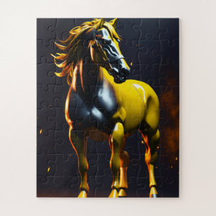 Logo-Rätsel Goldenes Pferd Luxuriöses mächtiges Puzzle