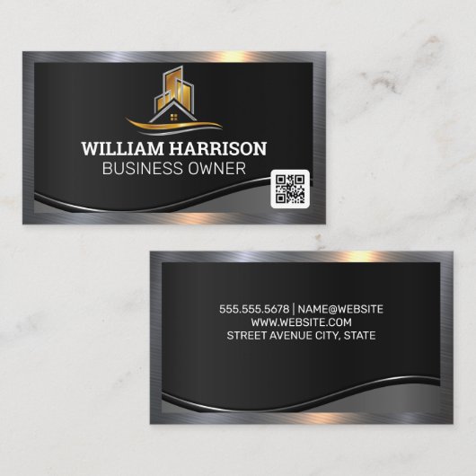 Logo "Real Anwesen" | QR Code Business Card Visitenkarte (Vorne/Hinten)