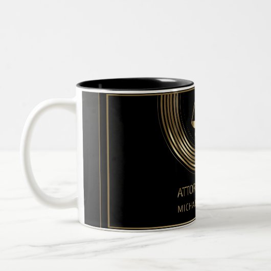 Logo-Rechtsanwalt am Gesetz - Schwarzes und Gold Zweifarbige Tasse (Links)