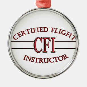 LOGO RED CSF ZERTIFIZIERTER FLUGINSTRUCTOR SILBERNES ORNAMENT