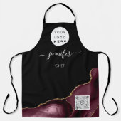 Logo Restaurant Bäckerei Catering QR Burgund Schürze (Vorderseite)