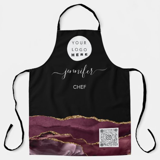 Logo Restaurant Bäckerei Catering QR-Code Schürze (Vorderseite)