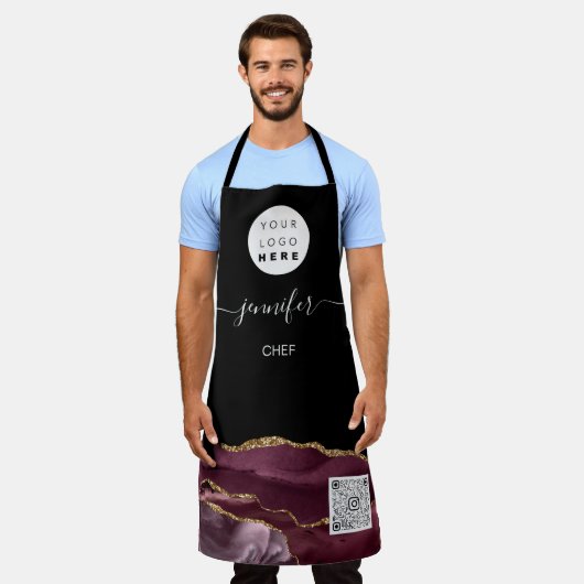 Logo Restaurant Bäckerei Catering QR-Code Schürze (Getragen)