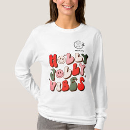 Logo Retro Christmas Holly Jolly Vibes Holidays T-Shirt