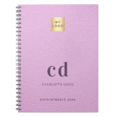 Logo-Rosa-Leder-Monogramm-Initialen Notizblock (Vorderseite)