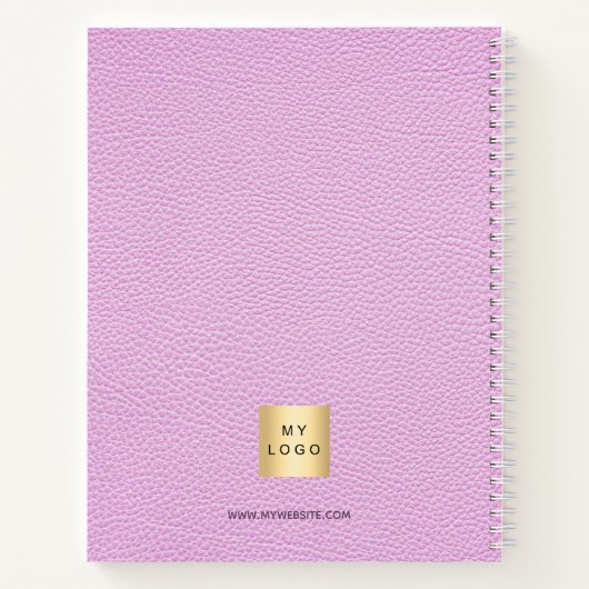 Logo-Rosa-Leder-Monogramm-Initialen Notizblock (Rückseite)