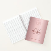 Logo rosa Monogramm Metall elegantes Geschäft Notizblock (Innenseite)