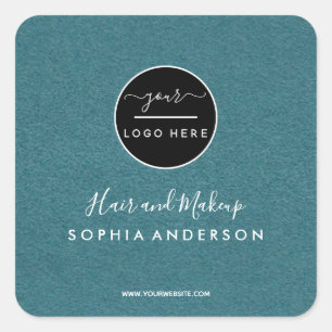 Logo Rosa Pinselstrich Typografie Haar Make-up Qua Quadratischer Aufkleber
