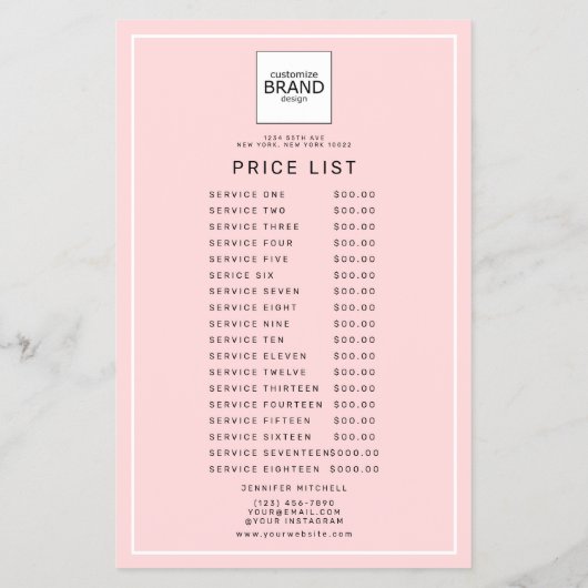 Logo Rosa Schönheitspreisliste Flyer (Hinten)