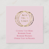 Logo Rosa Wasserfarben hinzufügen Valentine Custom Quadratische Visitenkarte (Rückseite)