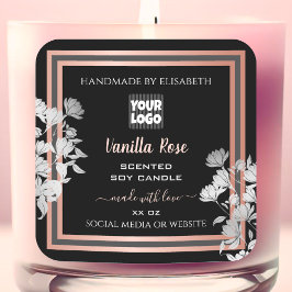 Logo-Rose für Schwarze Produkte - Goldrahmen Quadratischer Aufkleber