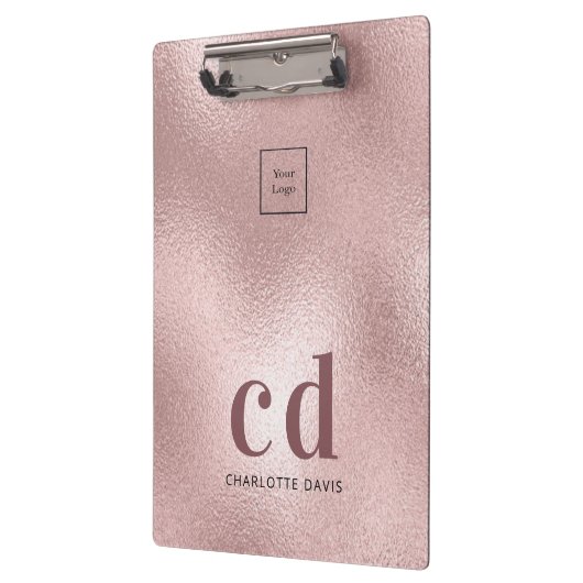 Logo-Rose Gold-Monogramm-Initialen Klemmbrett (Links)