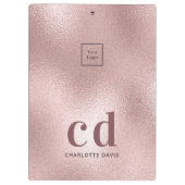 Logo-Rose Gold-Monogramm-Initialen Klemmbrett (Rückseite)