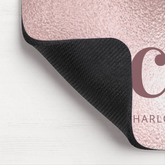 Logo Rose Gold Rosa Monogramm Initialen Geschäft Mousepad (Ecke)