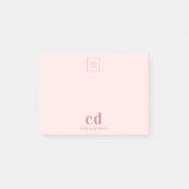 Logo Rose gold-rosa Monogramm Unternehmen Post-it Klebezettel (Vorderseite)