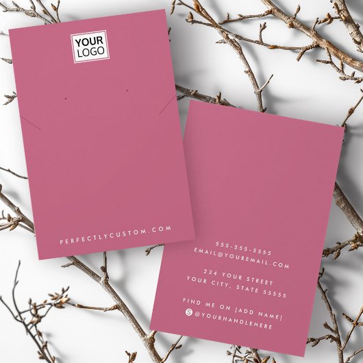 Logo-Rose-Lila-Kette Ohrring-Display-Karte hinzufü