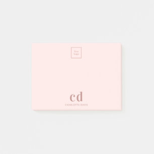 Logo Roségold Pink Monogramm Geschäft Unternehmen Post-it Klebezettel