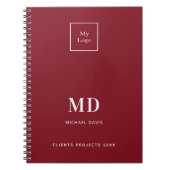 Logo-Rot-Weiß-Monogramm-Initialen Notizblock (Vorderseite)