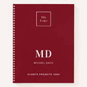 Logo-Rot-Weiß-Monogramm-Initialen Notizblock (Vorderseite)