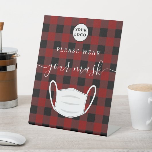 Logo-rote Karierte Trage Sockelschild (In SItu)