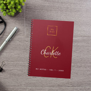 Logo rotes Monogramm modernes Unternehmen Notizblock