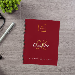 Logo rotes Monogramm modernes Unternehmen Notizblock