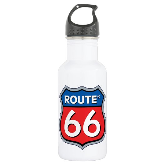 Logo "Route 66" Edelstahlflasche (Vorderseite)