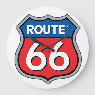 Logo "Route 66" Große Wanduhr