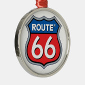 Logo "Route 66" Silbernes Ornament (Rechts)