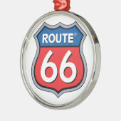 Logo "Route 66" Silbernes Ornament (Links)