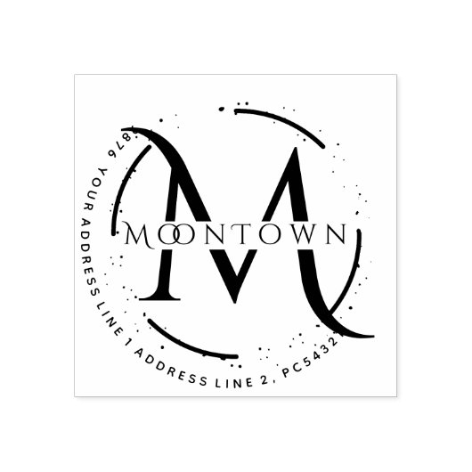 Logo-Rücksendeadresse Elegante Monogram Gummistempel (Prägung)