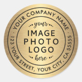 Logo-Rücksendeadresse für goldene Farbverläufe Runder Aufkleber (Vorderseite)