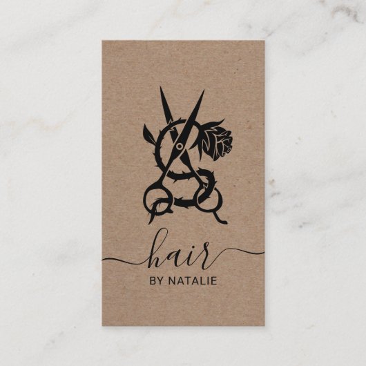 Logo "Rustic Kraft" für die Rose und die Haarstick Visitenkarte (Vorderseite)