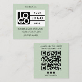Logo Sage Green QR Code Website Social Media Quadratische Visitenkarte
