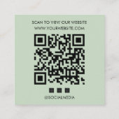 Logo Sage Green QR Code Website Social Media Quadratische Visitenkarte (Rückseite)