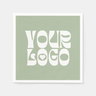 Logo "Sage Green & White Corporate Business" Napf Serviette