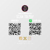 Logo Scan to Pay CashApp Venmo QR-Code Fensteraufkleber (Blatt)