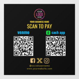 Logo Scan to Pay CashApp Venmo QR-Code Fensteraufkleber